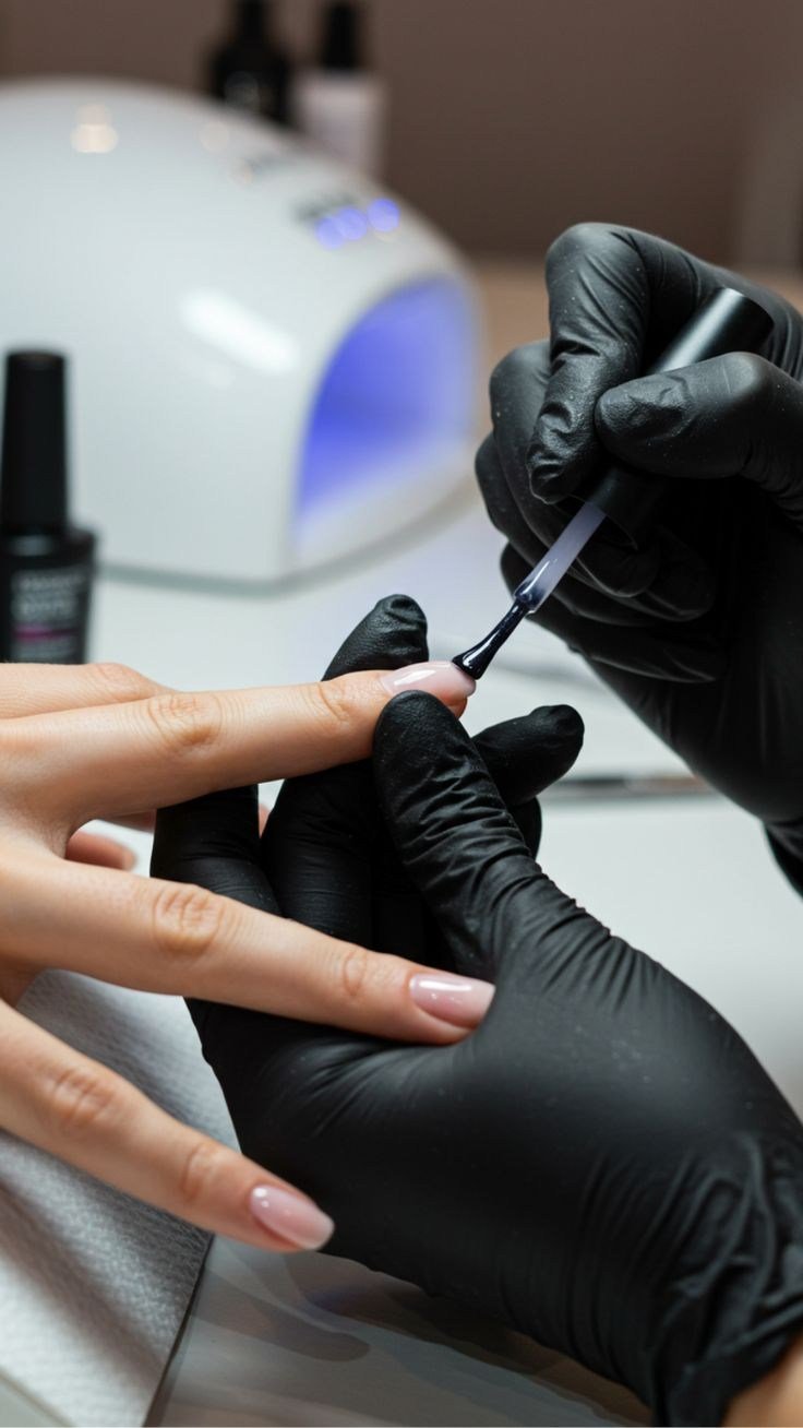 Gel polish application practice in the Nove Academy Gel Nail Technology Course