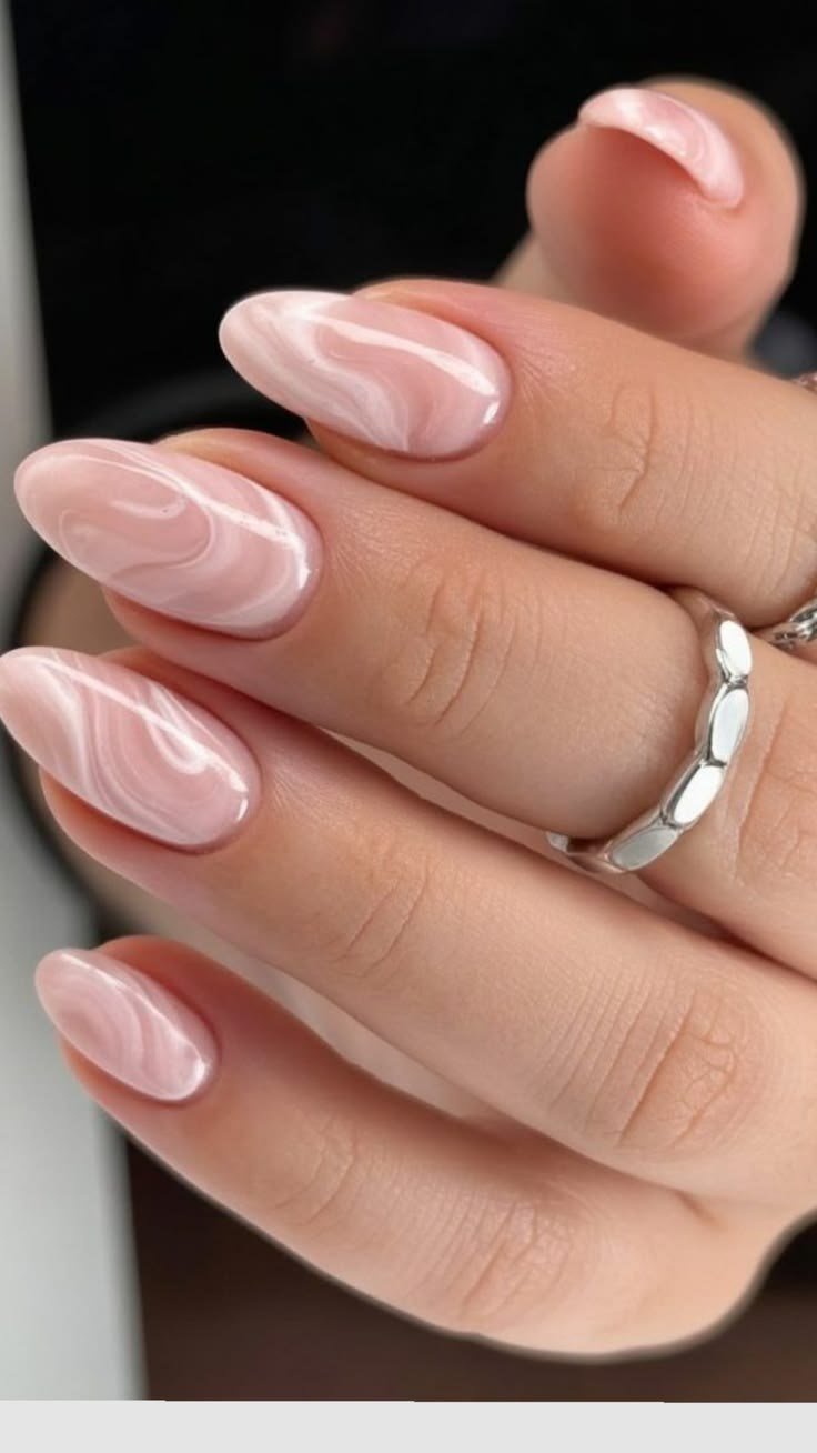 Custom pink marble nail art technique for Nove Academy Nail Art training